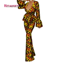 african clothing 2019 dashiki batik fashion women sets long sleeve short toplong pants suit for women print pure cotton wy5912