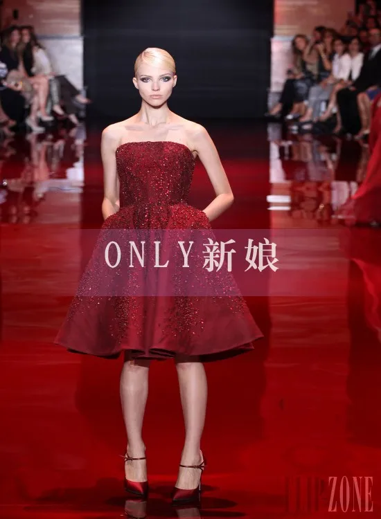 

new design vestidos Formal short red luxury crystal slit style Elegant party gown Celebrity mother of the bride Dresses