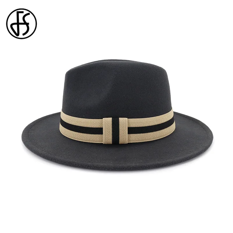 Женская и Мужская шерстяная джазовая шляпа FS теплая красная фетровая с широкими