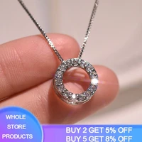 yanhui 925 silver necklace pendant for women full circle cz zircon pendant luxury pierscionki jewelry 925 silver chain necklace