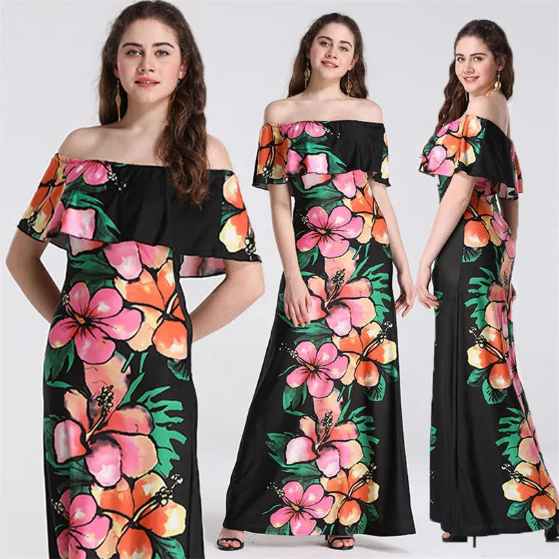 Женская одежда в африканском стиле длинное эластичное платье с принтом размеры S