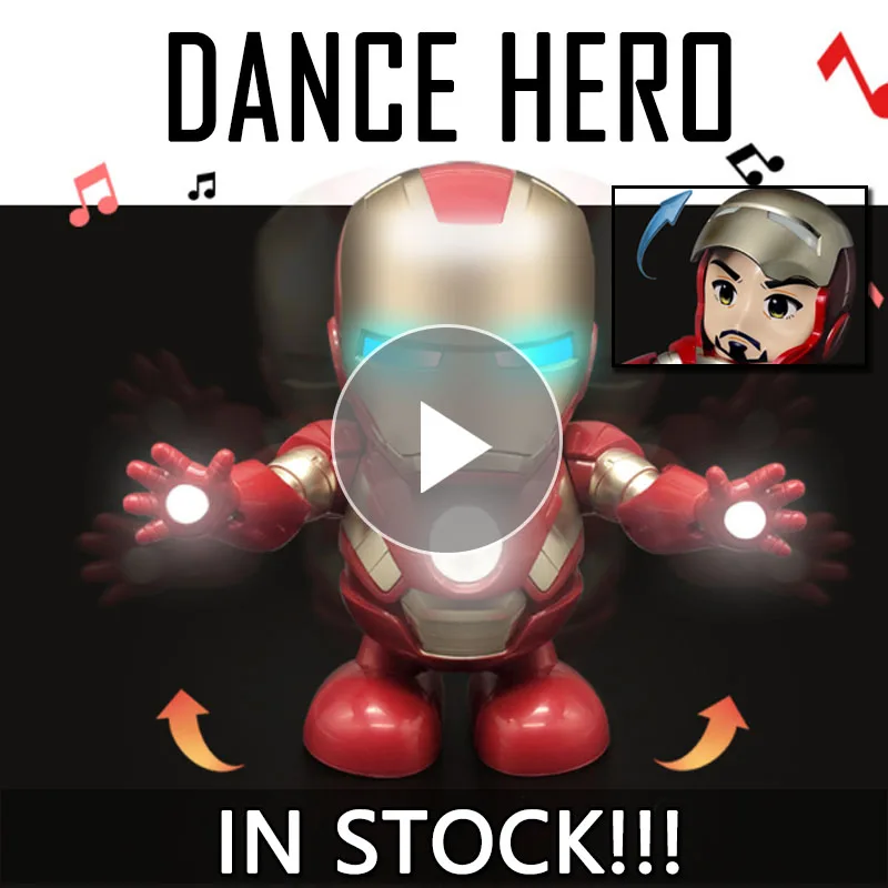 Железный человек танцевальная фигурка игрушка Tony светодиодный фонарик музыка