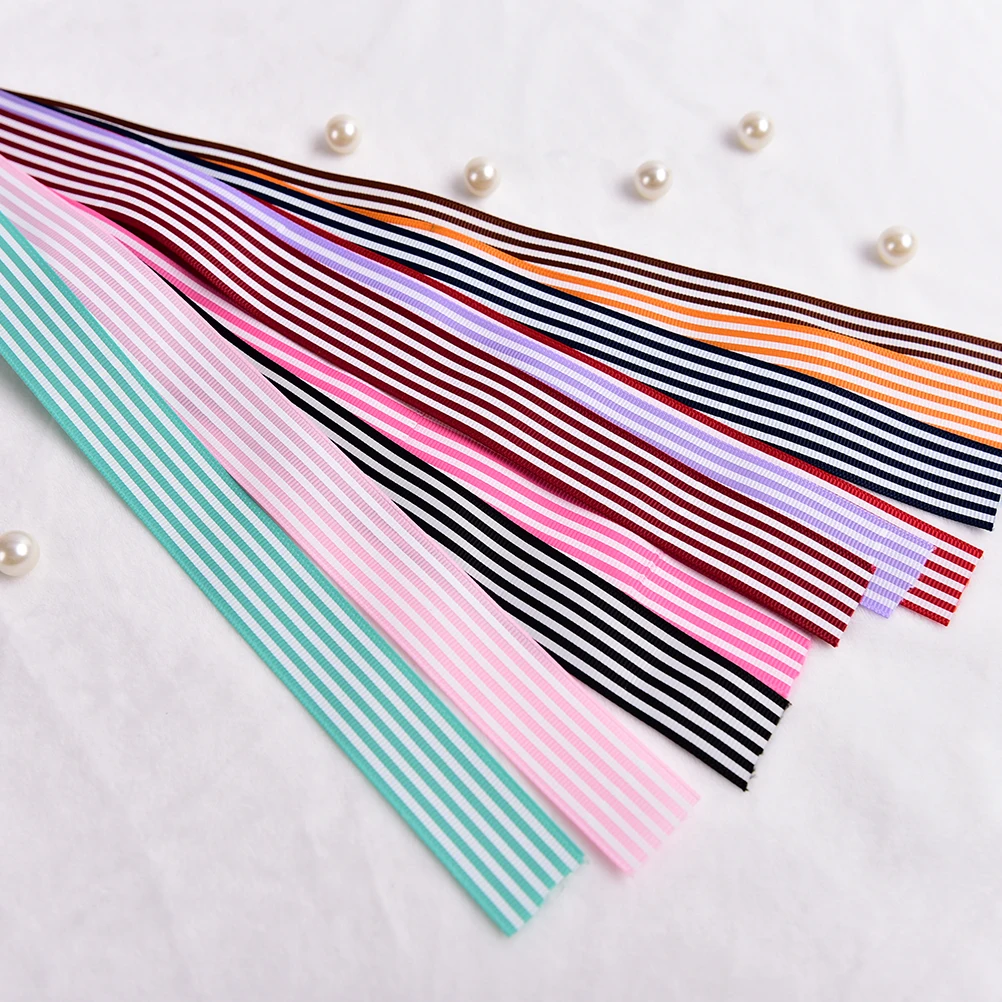 1 ''(25 мм) DIY мульти Цвет и белые полосы Grosgrain ленты печатные подарок Обёрточная