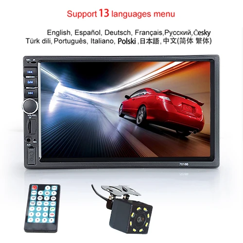 With 8 LED Camera 2 Din автомобильное радио Bluetooth " сенсорный экран стерео FM аудио MP5 плеер SD USB с камерой заднего вида+ Рулевое колесо - Цвет: With 8 LED Camera