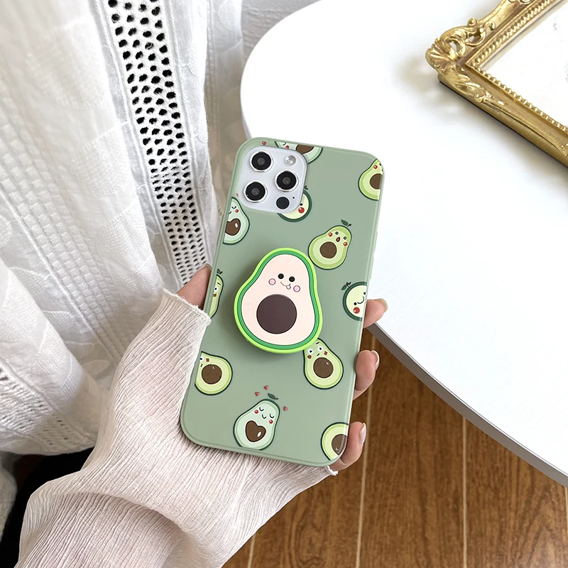 Qianliyao 3D cute cartoon fruit avocado Soft silicone phone case for iphone X XR XS 14 13 12 11 Pro Max 7 8 plus 6S Holder cover