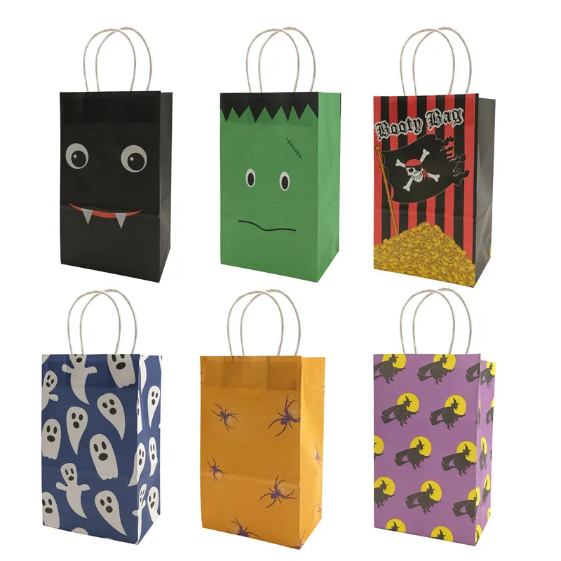 

5 шт счастливые Хэллоуин вечерние трюк или обрабатывать бумагу конфеты коробки сумки Дети подарочная коробка для печенья День Рождения веч...