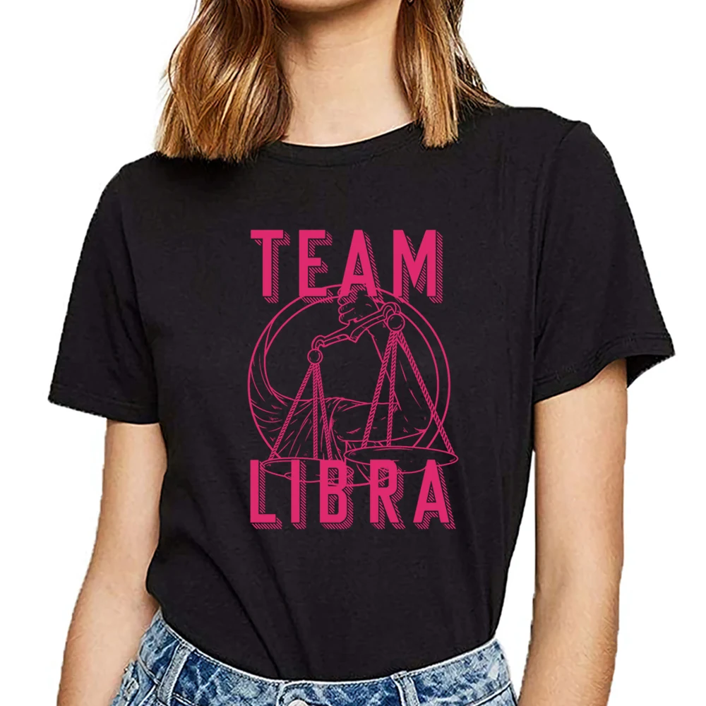 Tops T Shirt Women team libra star sign constellation Funny Harajuku Custom Female Tshirt | Женская одежда