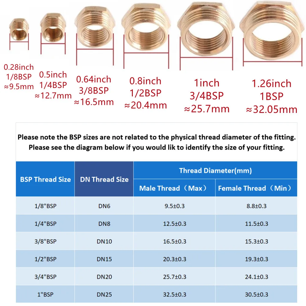 Brass 1/8 1/4 3/8 Female to Male Threaded Hex Bushing Reducer Copper Pipe Fitting Water Gas Adapter Coupler Connector images - 6