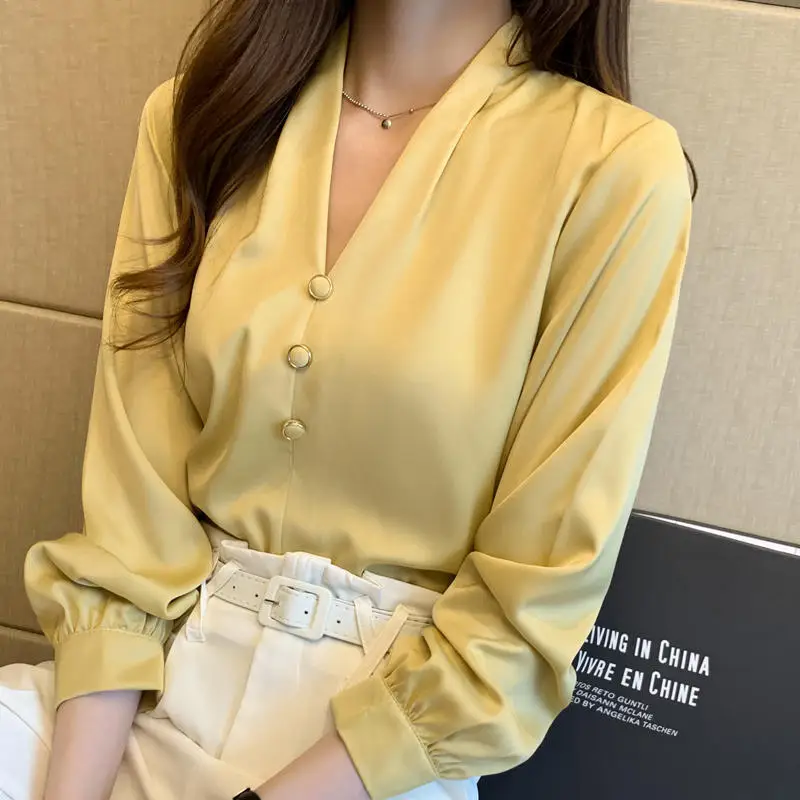 

New Fashion Chiffon Shirts Women Clothing Long Sleeve Solid Office Ladies Tops Blouse High Street Blusas Roupas Femininas Q3436