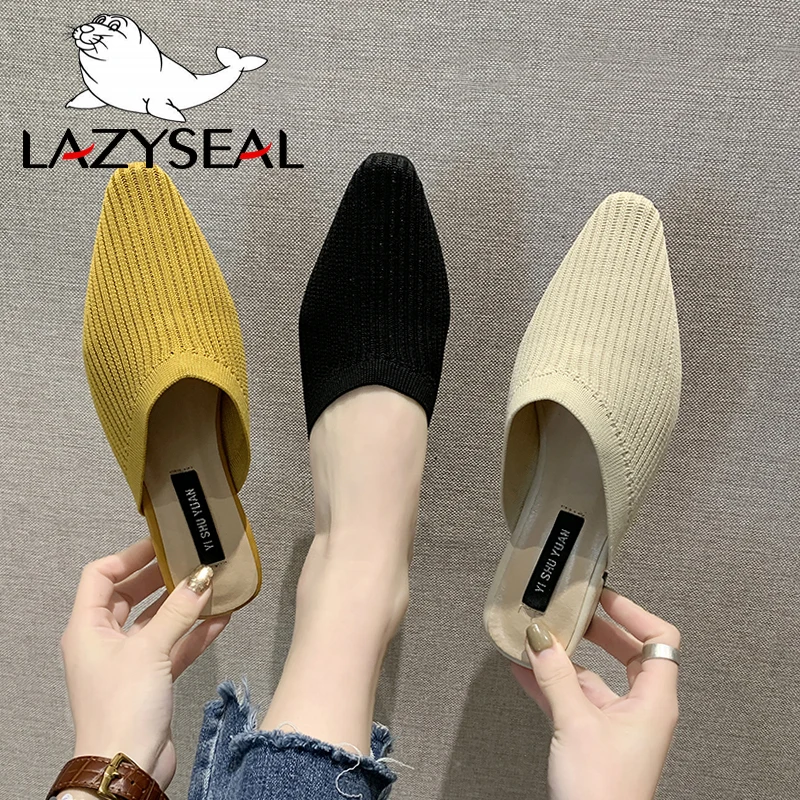 Шлепанцы LazySeal женские на квадратном каблуке 3 5 см сланцы летние мюли дышащая