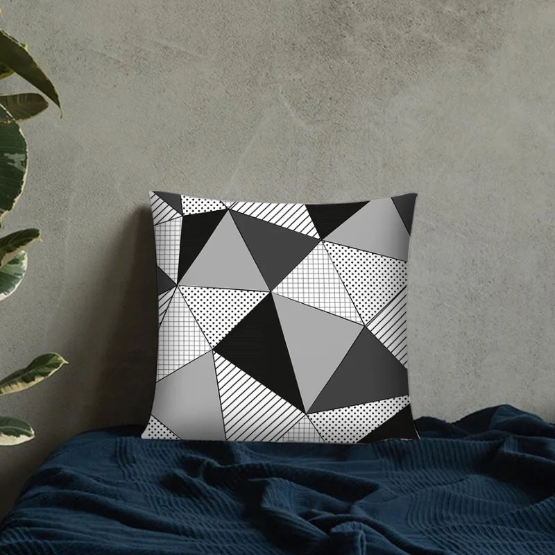 

Geometry Cushion Cover 45x45cm Polyester Pillowcase Decorative Sofa Cushions Pillow Cover Home Decor Black White Pillow Cases