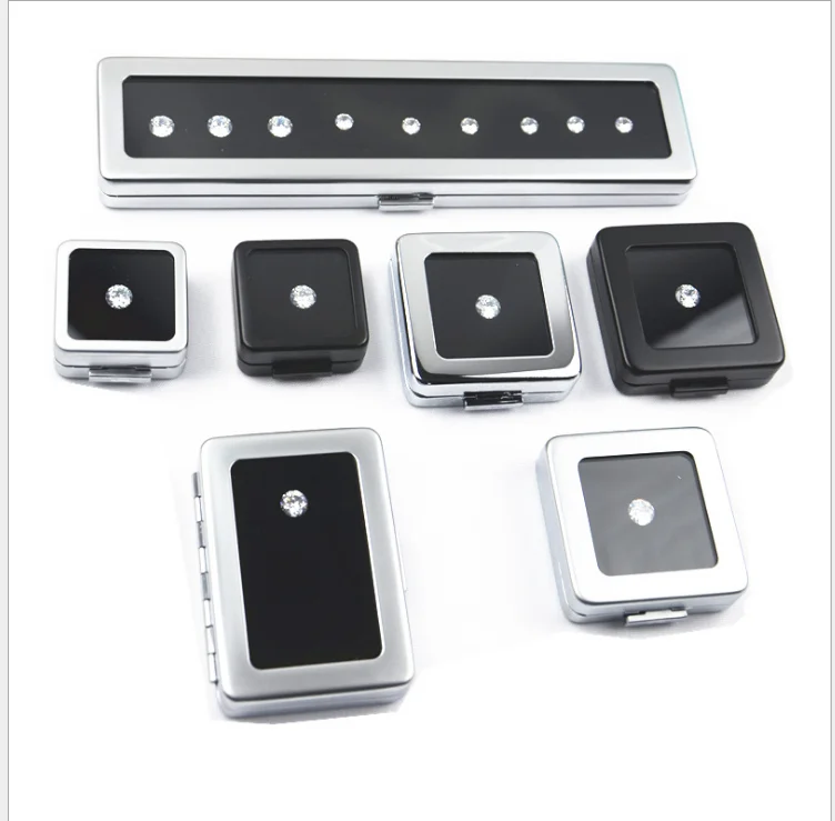 

30pc/lot Loose Diamond Display Box PU Leather Case Gem Stone Storage Box Black White Pad Bead Pendant Gemstones Organizer Holder