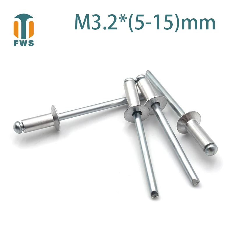 

10PCS M3.2 Multi Size Aluminium Open End Countersunk Head Break Mandrel Blind Rivet Nail Pop Rivets for Furniture Car Aircraft