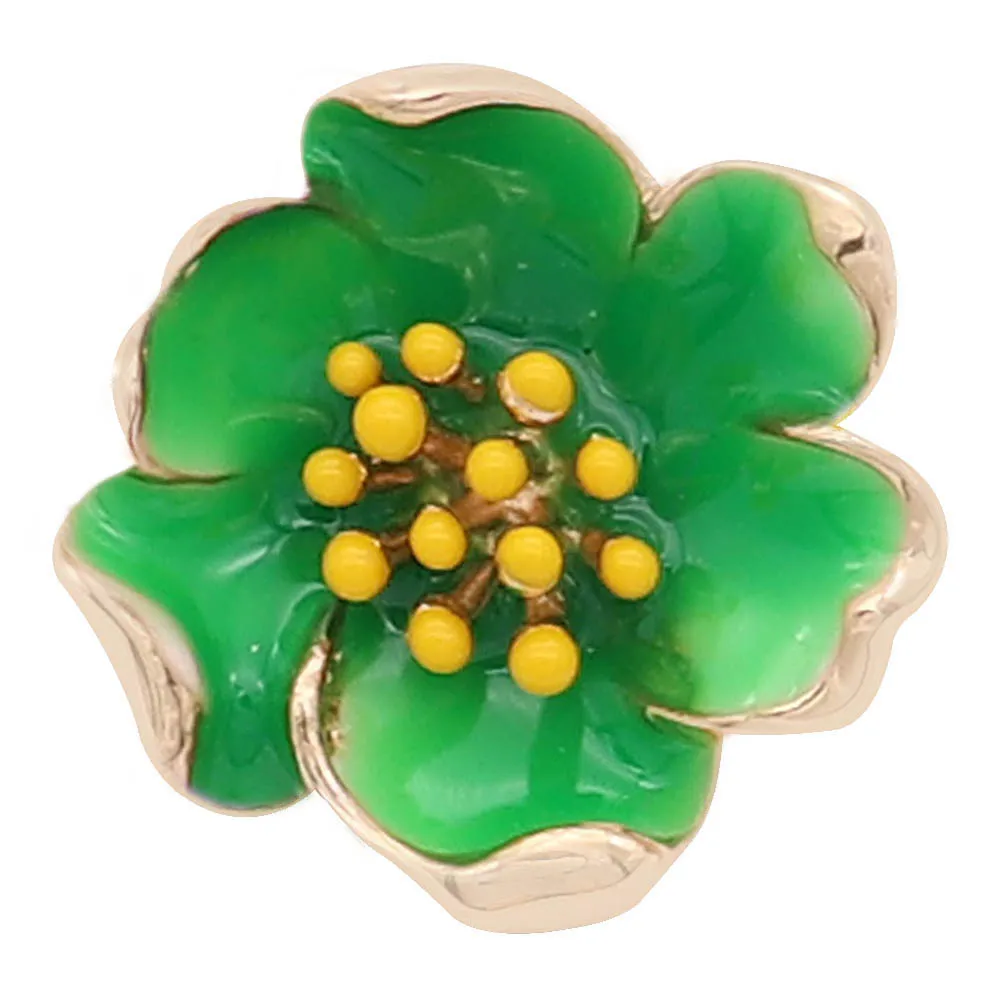 Зеленый цвет дизайн цветок Форма оснастки кнопки 18 мм Оснастки шармы fit имбирь