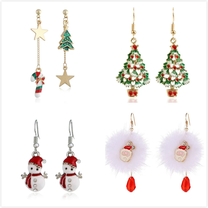 Серьги с рождественским орнаментом для женщин помпон Санта Клауса серьги на
