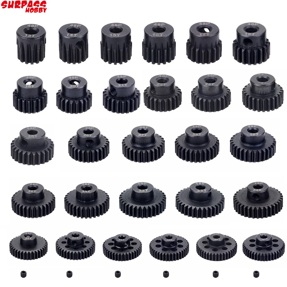 Шестерня двигателя 48DP 3,175 мм, черная сталь, металлическая Шестерня s 13T 14T 15T 16T 17T 18T 19T 20T 21T 22T 23T, комбинированная Шестерня двигателя для автомобильного двигателя 1/10, 3 шт.
