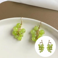 resin 1 pair charming grape dangle earrings ear clip green hook earrings creative for holiday