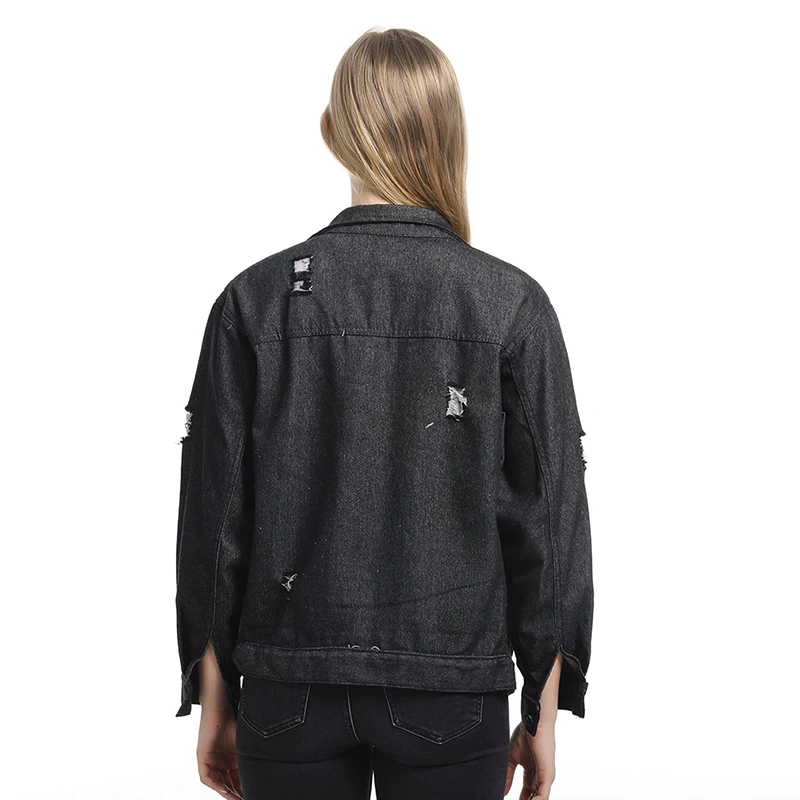 

BONJEAN Black Denim Jacket for Women 2020 Spring Autumn Outerwear Long Sleeve Coats and Jackets Single Breasted Jacket BJ2326