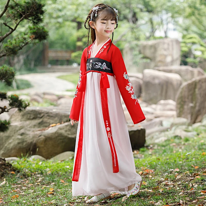 H2508 детский китайский костюм ханьфу Тан династия Хань сказочное платье для