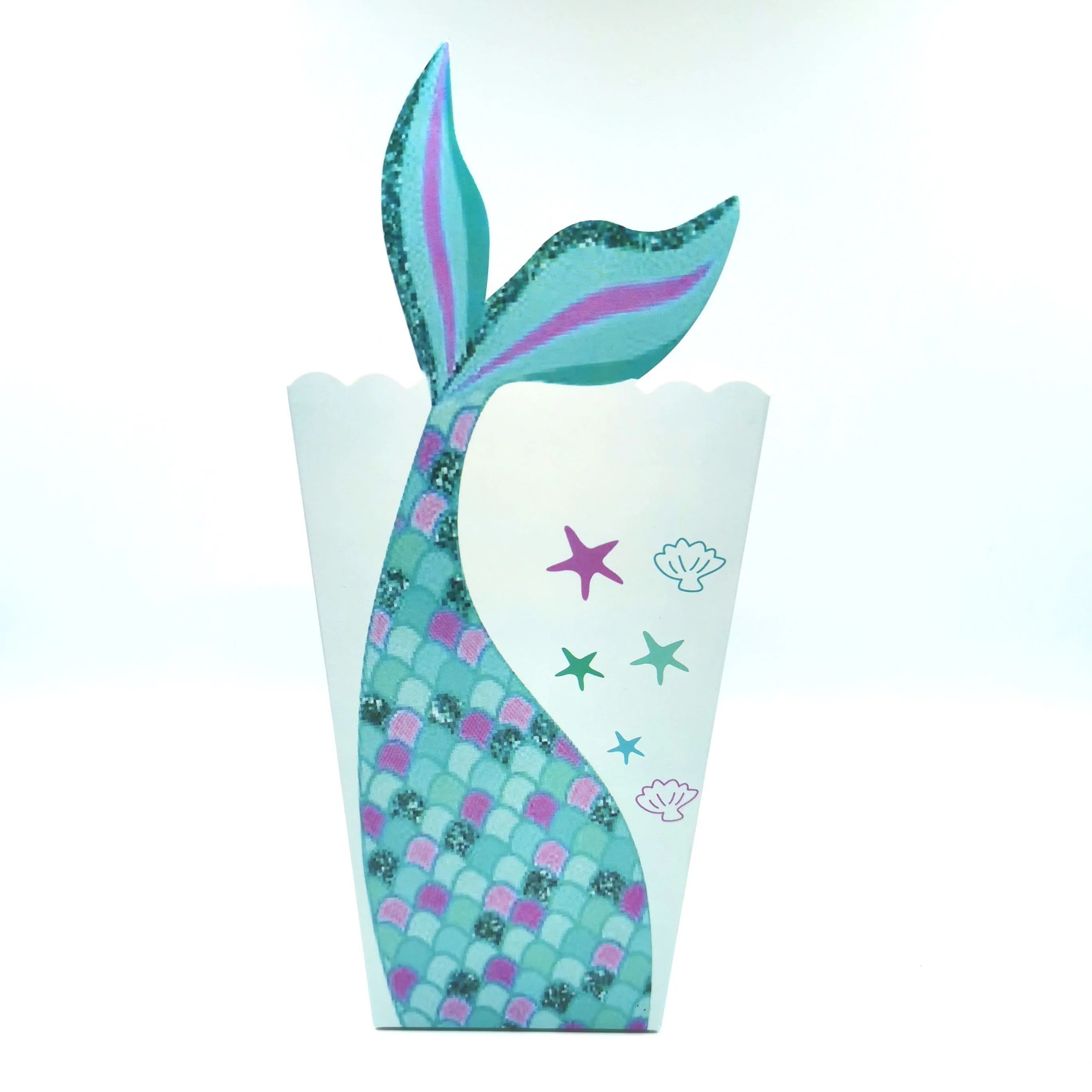 Русалочка бумажные коробки для попкорна сумки милые попкорн коробка вечерние