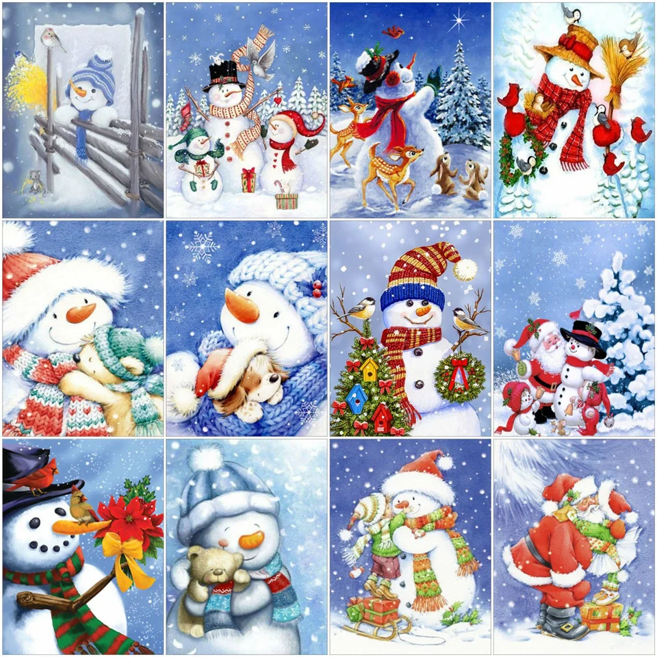 

CraftArtGo 5D Рождественская Алмазная вышивка Снеговик полный квадратные Стразы мозаика, вышивка крестиком на рисунке, со стразами в виде цветка;...