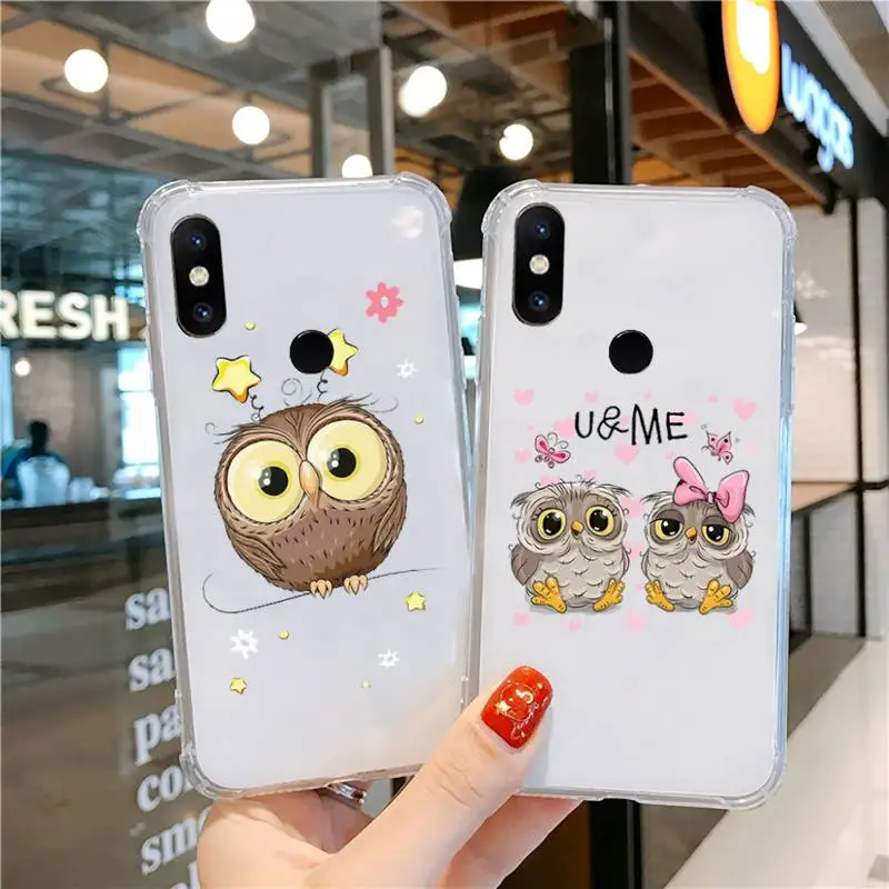 

Cute Owl Black Phone Case Transparent For Xiaomi CC 9 11 MAX3 Mix3 MIX2 6X 8 5x 10S 11 10 X SE lite Pro