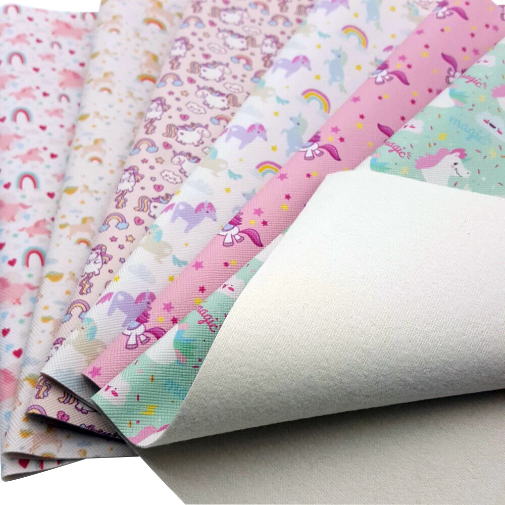 Кожаная ткань с принтом животных единорога фламинго 22*30 см A4|Синтетическая кожа| |