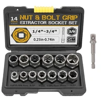 14 pcs nut removal extractor socket tool set impact bolt nut remover set bolt