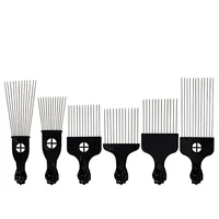 6 styles salon use black metal african american afro pick hair comb insert curly hair brush for hairdressing styling tool