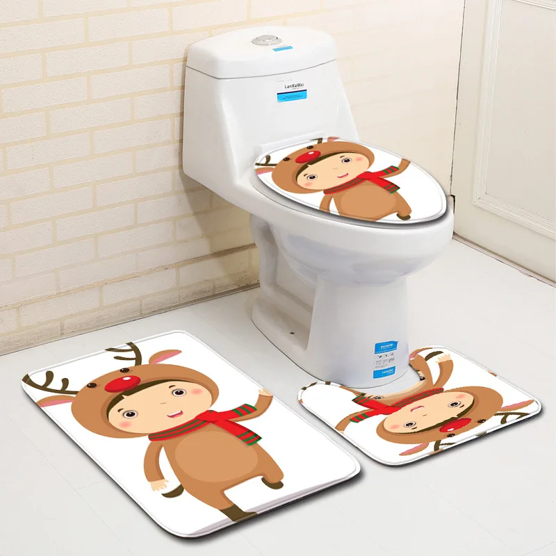 Комплект рождественских ковриков для ванной Zeegle фланелевый мультяшный