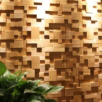 High-end Nordic 30x60cm Decorative Wood Panels Wall Art 3D Rubber Wooden Mosaic Tile Home Improvement Useage for Pubs,Cafe Shop