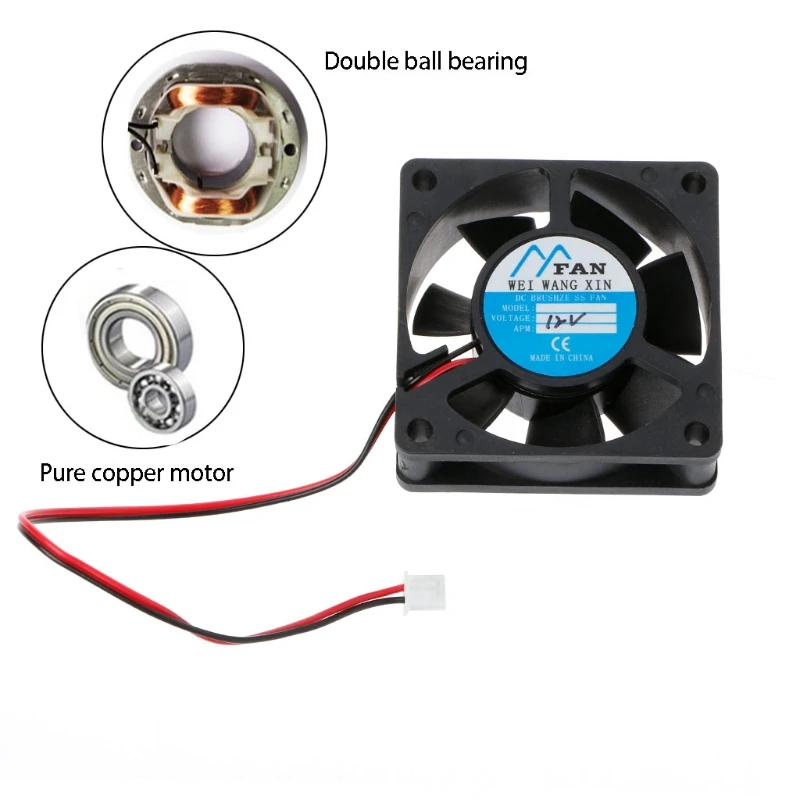 

60mm×60mm×20mm DC 12V 2-Pin Cooler Brushless Axial PC CPU Case Cooling Fan 6020
