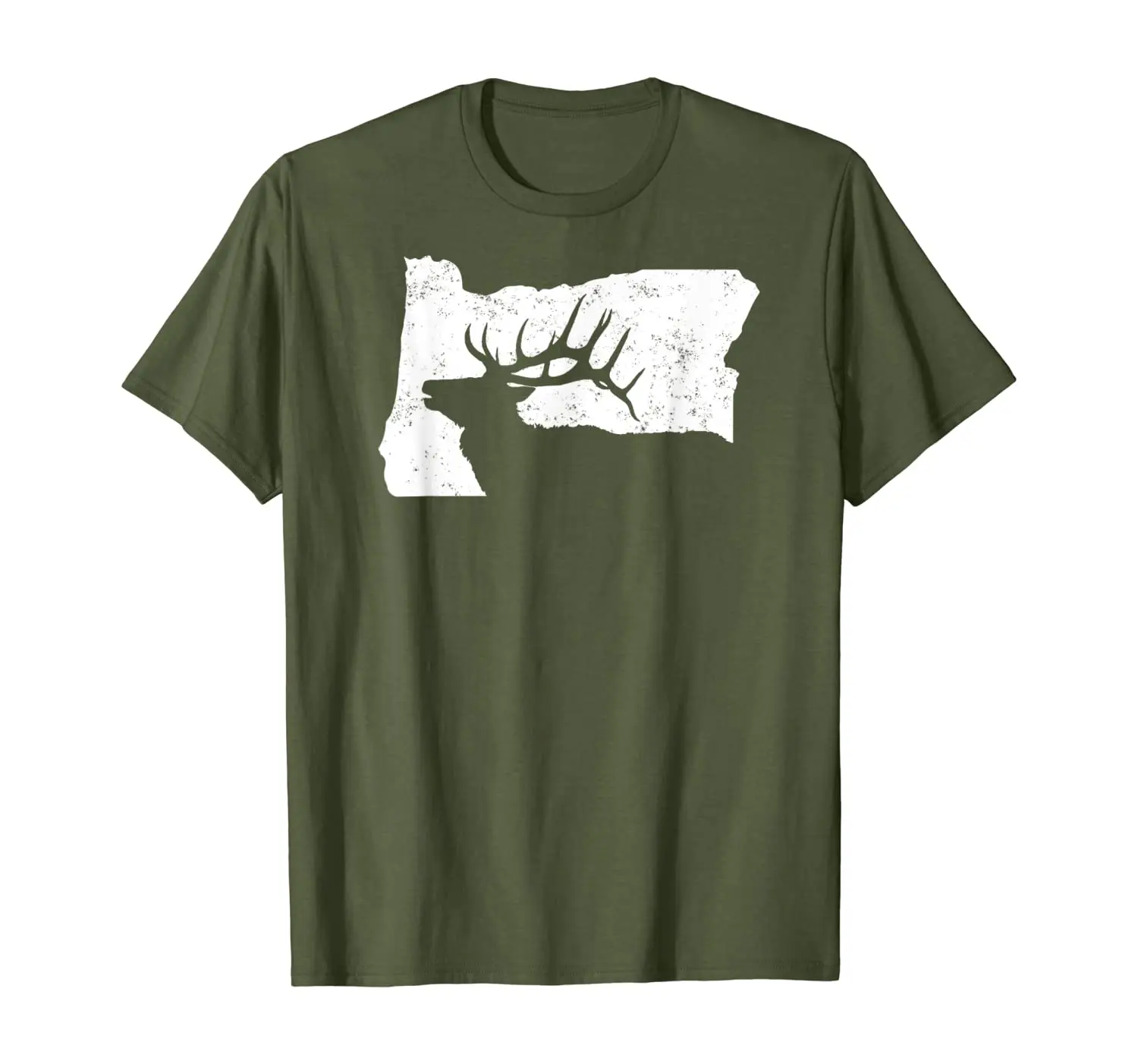 

Oregon Elk Hunting Shirt - Bull Elk State Shape