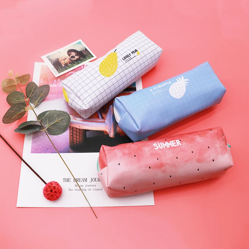 Черный кожаный чехол для карандашей школьный девочек и мальчиков школьные