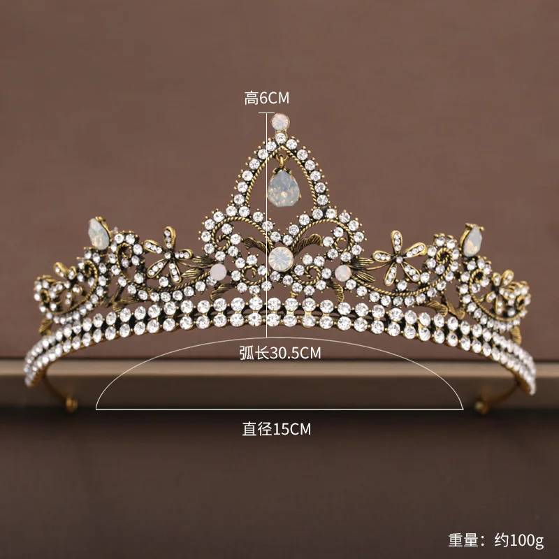 Женская винтажная корона в стиле барокко большая европейская Опаловая с