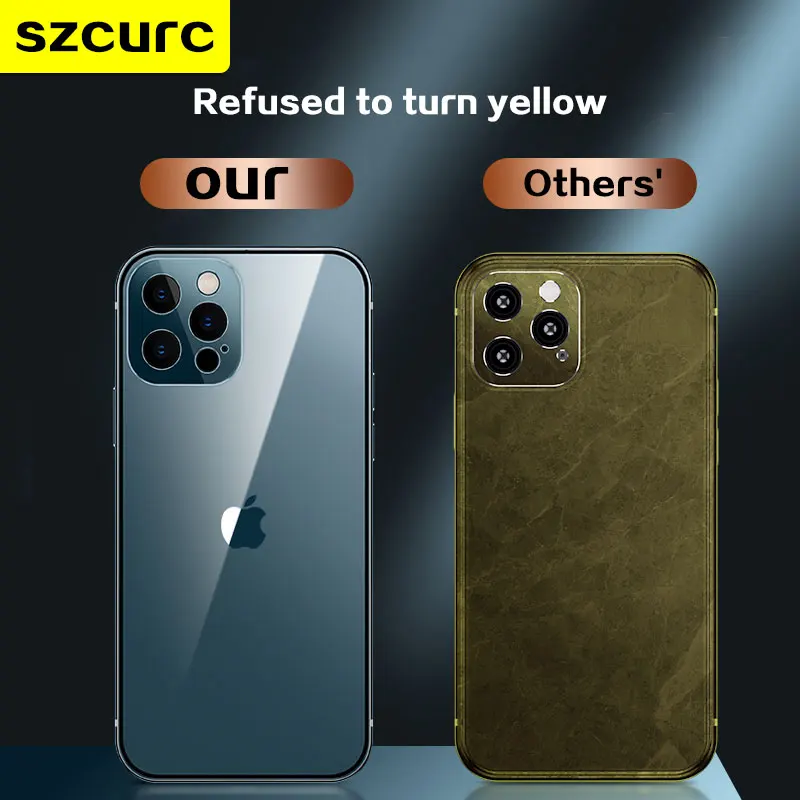 Funda protectora ultradelgada de acero inoxidable para iphone, carcasa de lujo de alta gama con lente todo incluido, antica&iacute;da, para modelos 13 Pro max y 12-2
