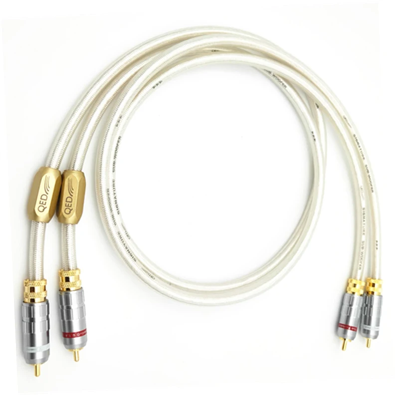 Новинка, посеребренный Hi-Fi аудиокабель RCA QED, подпись 6N, OCC провод с позолоченным разъемом RCA, аудиокабель