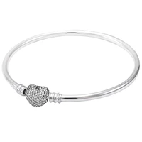 original moments pave heart clasp crystal bracelet bangle fit women 925 sterling silver bangle bead charm diy pandora jewelry