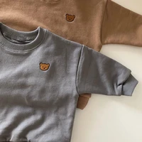 milancel 2022 spring baby clothes bear embroidery hoodies toddler boys sweatshirts girls casual tops