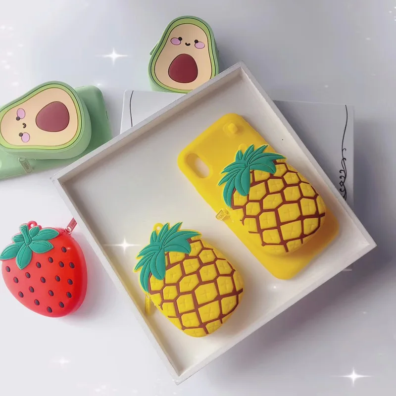 Мультфильм 3D мягкий кошелек шнур для наушников пакет Силиконовый чехол для iPhone X XS XR MAX 8 7 7Plus 6 6S Plus