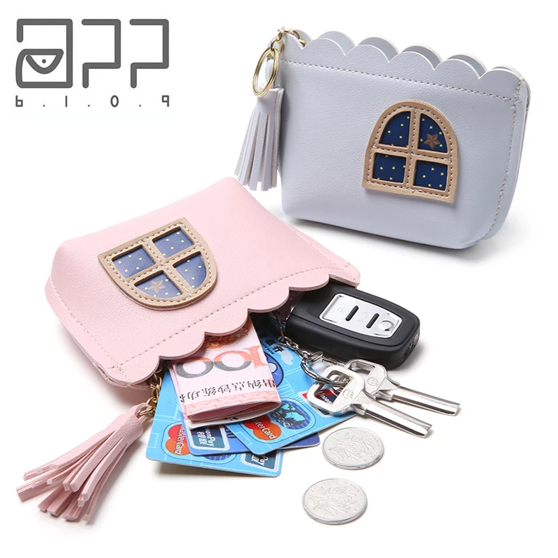 2019 стильный женский кожаный небольшой мини кошелек с бахромой и окошком брелок