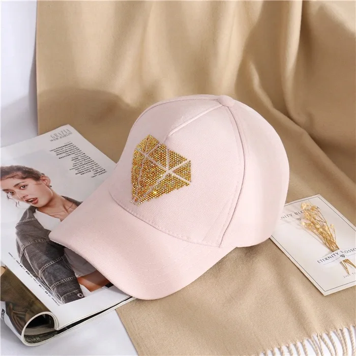 

2021 New Letters Baseball Cap Women rhinestone trend cotton bling Cap snapback hip hop cap UV protection Hat Women's Cap
