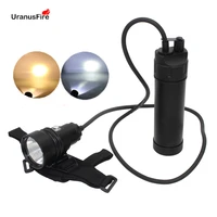 xhp70 2 led diving flashlight waterproof underwater video 100m powerful canister split type xhp70 scuba dive torch lamp light