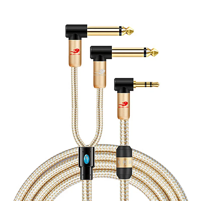 

1/8'' 3.5mm to Dual 6.35mm Jack 1/4 Inch TS Mono Male Audio Cable for Mixer Amplifier Home HiFi System Y Splitter Shielded Cords