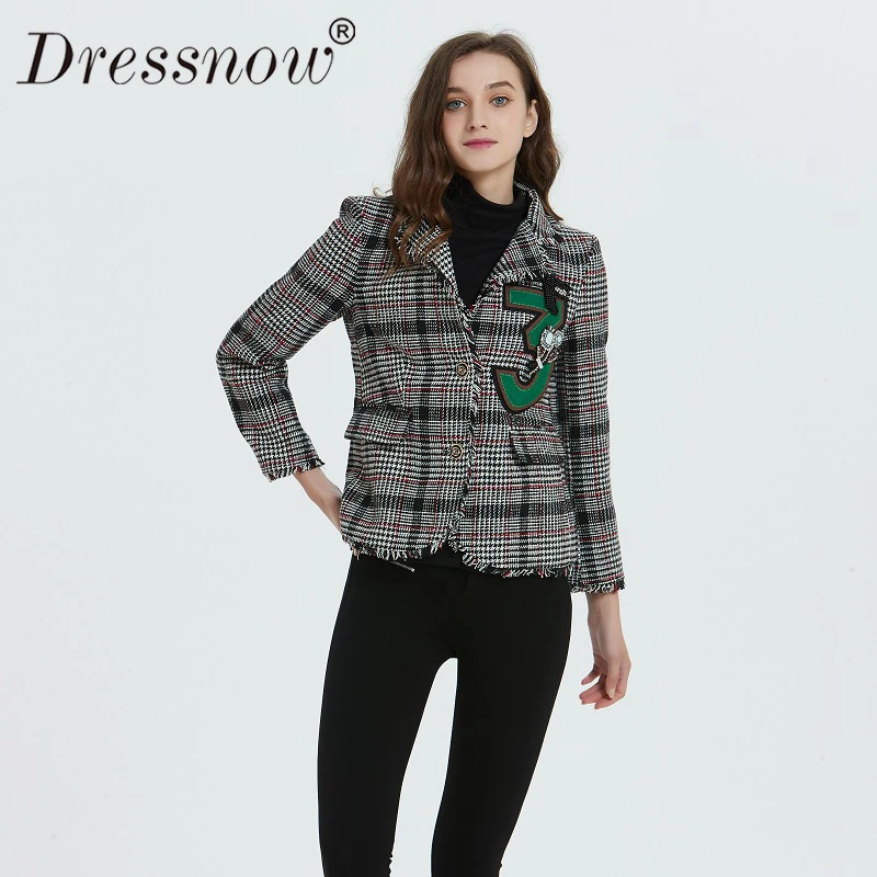 Dressnow, высокое качество, женские зимние плотные твидовые клетчатые куртки, пальто, зимняя куртка с длинным рукавом, пальто, женская твидовая куртка, верхняя одежда