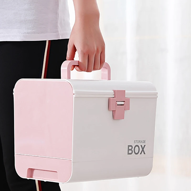 

Portable First Aid Kit Storage Box Medicine Box Plastic Container Emergency Kit Multi-Layer Large Capacity Storage Organizer