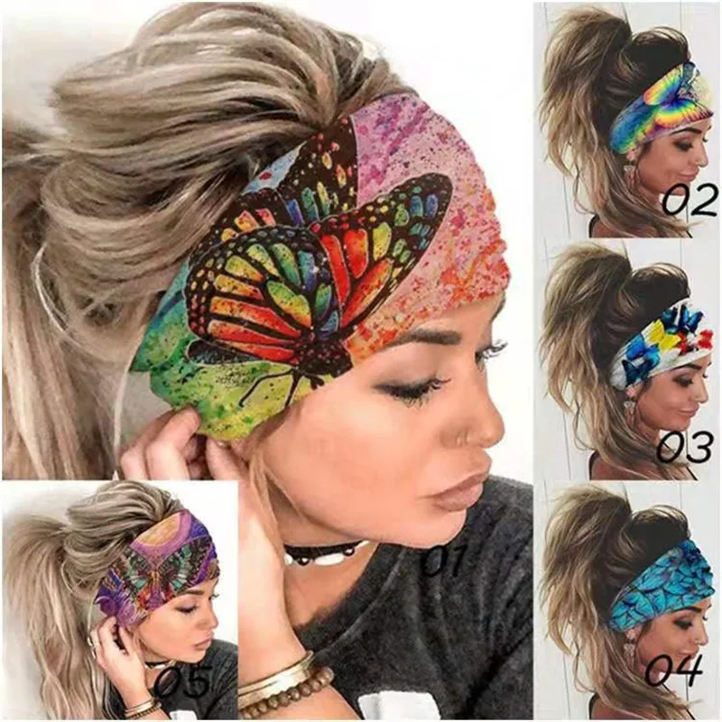 2021 Hot Sale Bohemia Headpiece Women Stretch Headwear Headbands Bandage Stretch Girl Wide Hair Bands Headwrap Scarf Hairbands