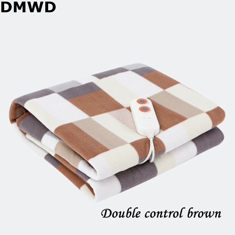 Double control brown DMWD безопасность электрическое отопление одеяло термостат двойное управление Регулируемый Теплый мягкий коврик для тела теплый плюшевый ковер быстрый нагрев - Цвет: Double control brown