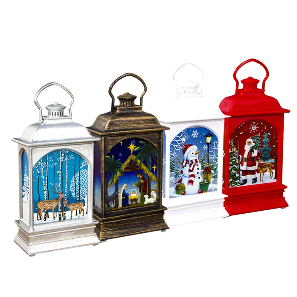 Рождественская настольная лампа светодиодный фонарь свеча подвесная елка