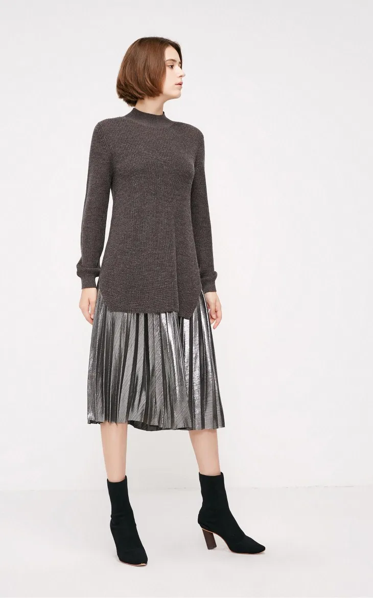 Vero Moda Новое поступление трикотажное платье из двух частей с металлическим плиссированным подолом | 319146524